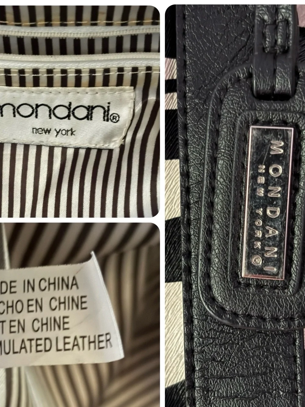 Mondani NY Zebra Print faux leather Tote Bag